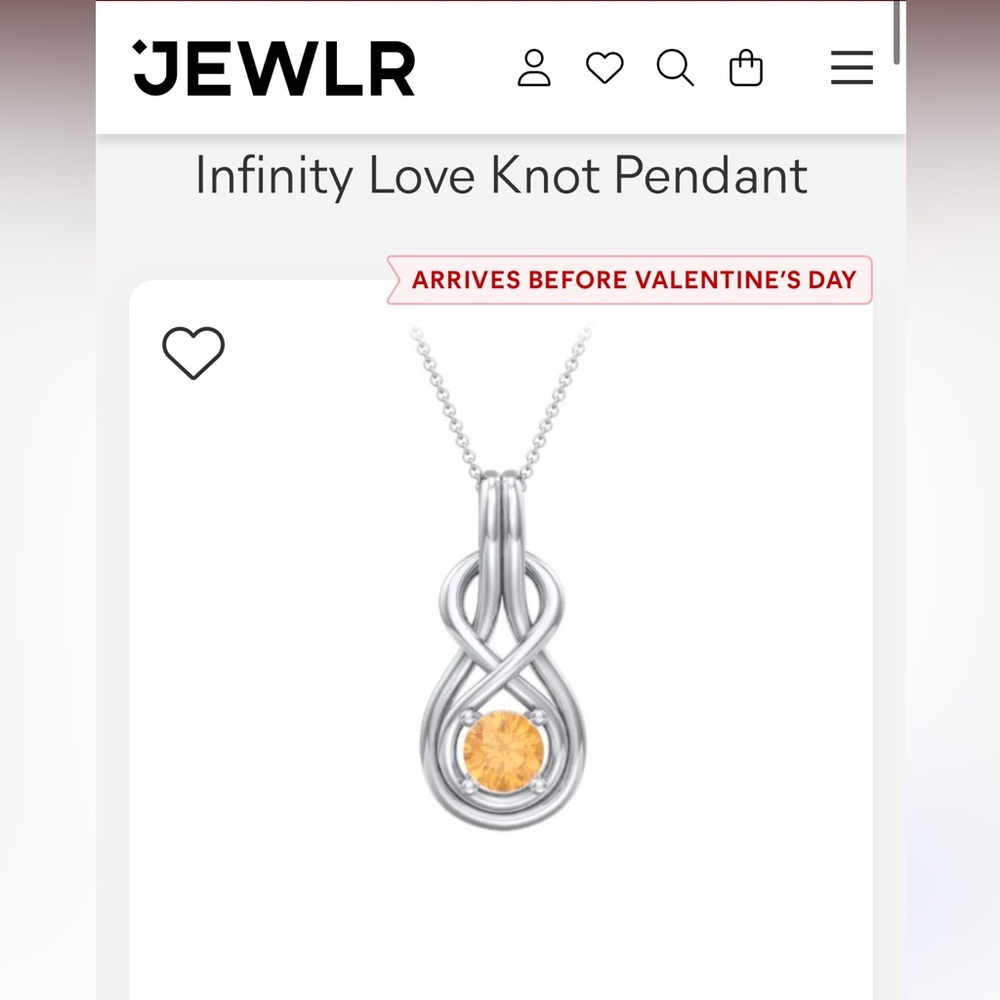 925 Sterling Silver “14 necklace with simulated citrine stone